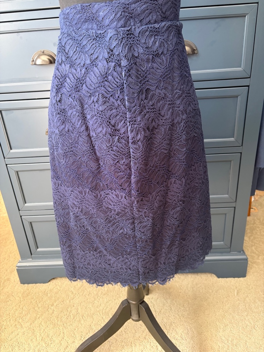 Banana Republic Deep Blue Lace Midi Skirt